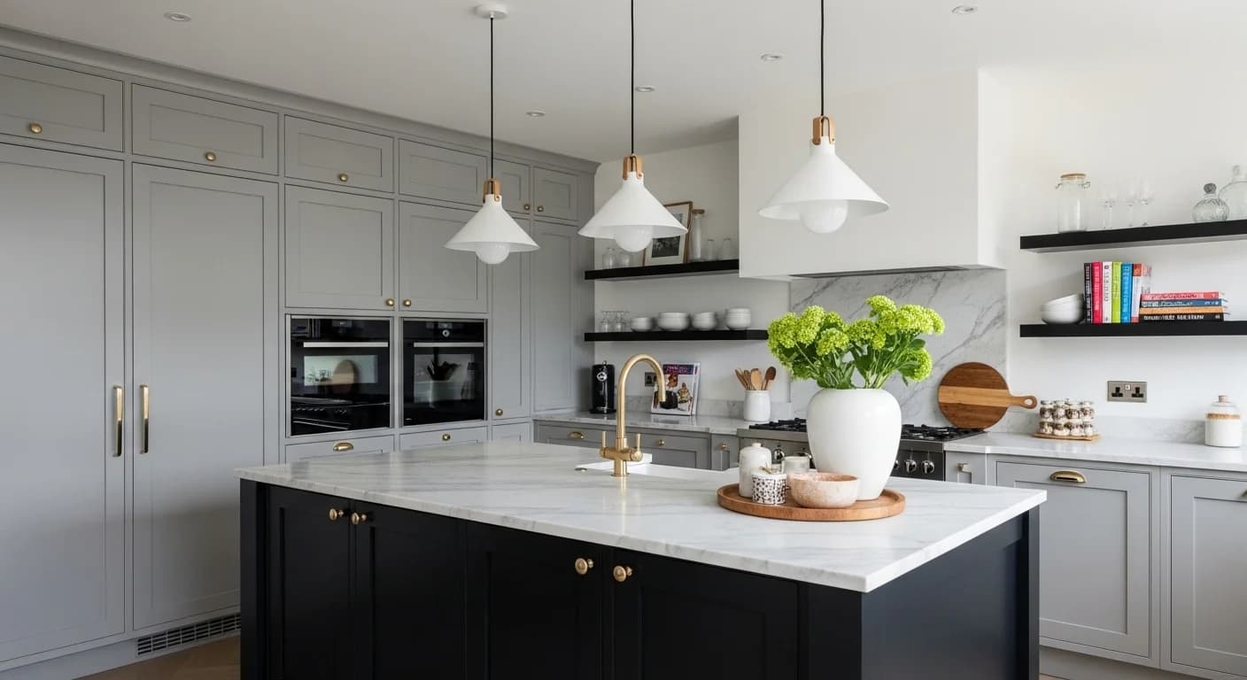 Modern Gray and Black Kitchen