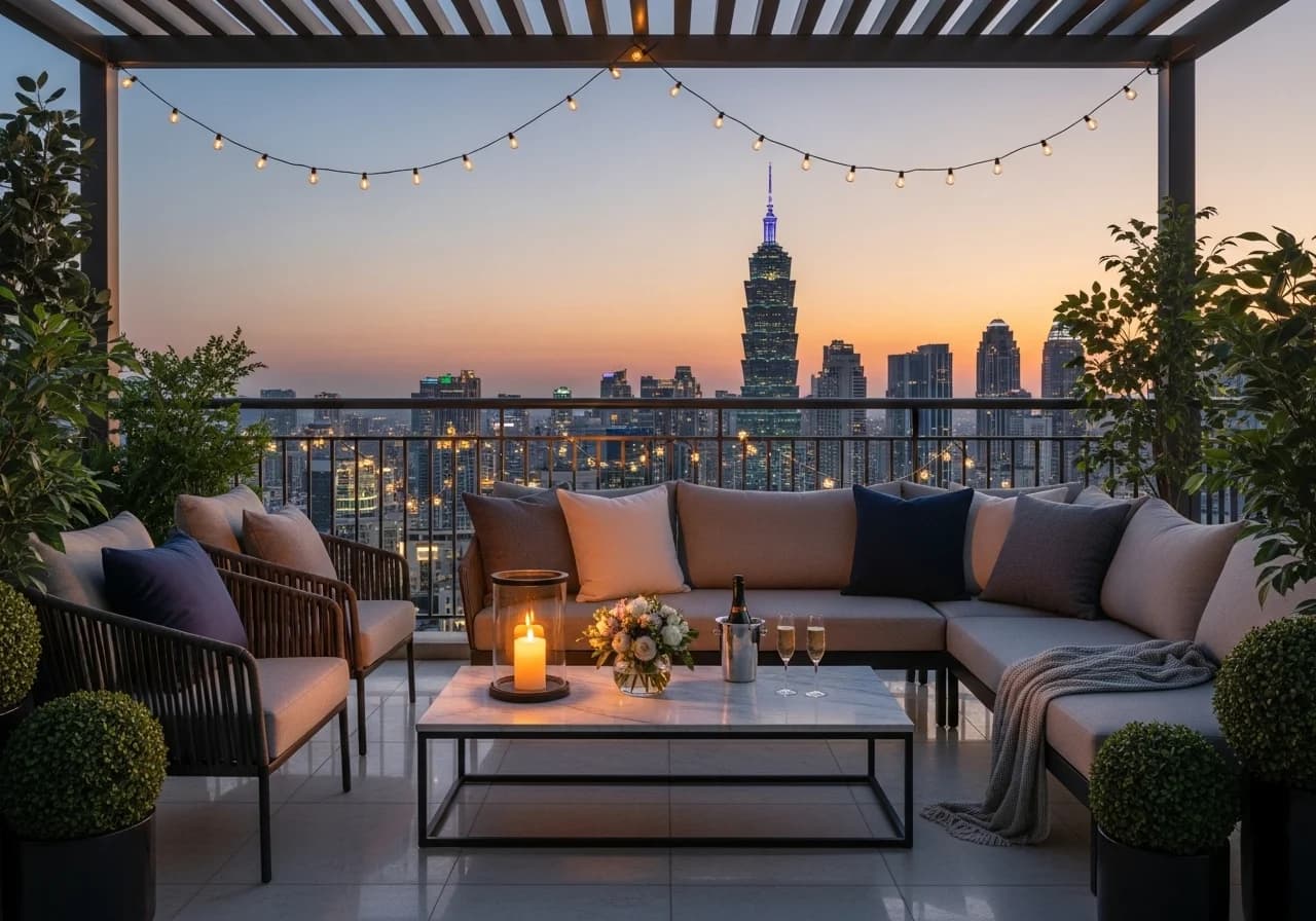 Modern balcony seating arrangement for relaxation