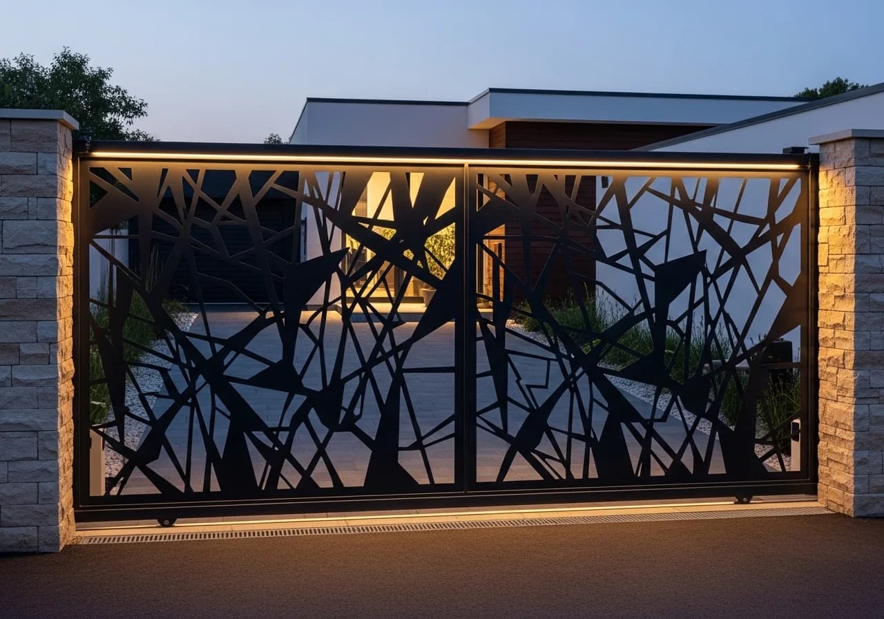 Modern gate design ideas for stylish home entrance with black metal gate